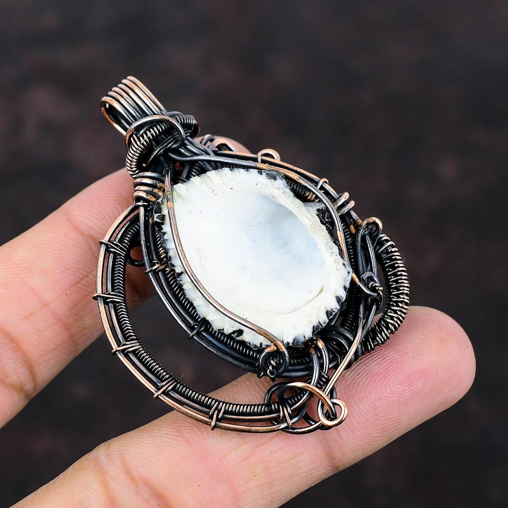 Подвеска в виде ракушки с титановым покрытием, подвеска в виде медной проволоки, подвеска ручной работы с драгоценными камнями, медные украшения, подарок для матери, потрясающие украшения в виде проволоки