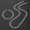 Stainless Steel Long Chain Necklace Bracelet Hip Hop for Cool Women Men On The Neck Fashion Jewelry Gift Accessories Silver Color Choker