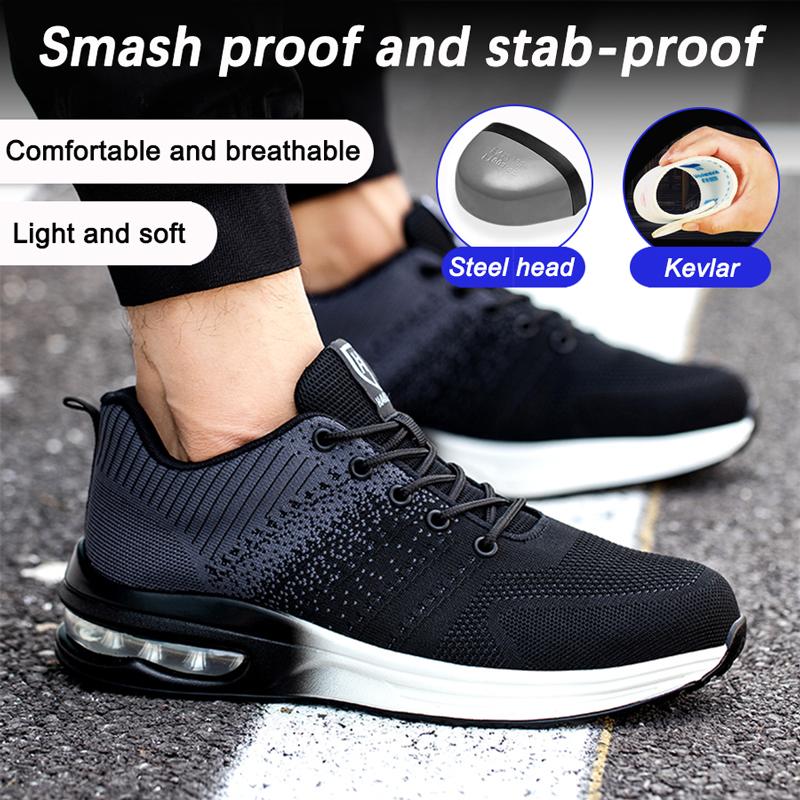 Anti Smash Protective Work Shoes Men Women Anti-puncture Indestructible Shoes Air Cushion Work Shoes Steel Toe Safety Shoes Man