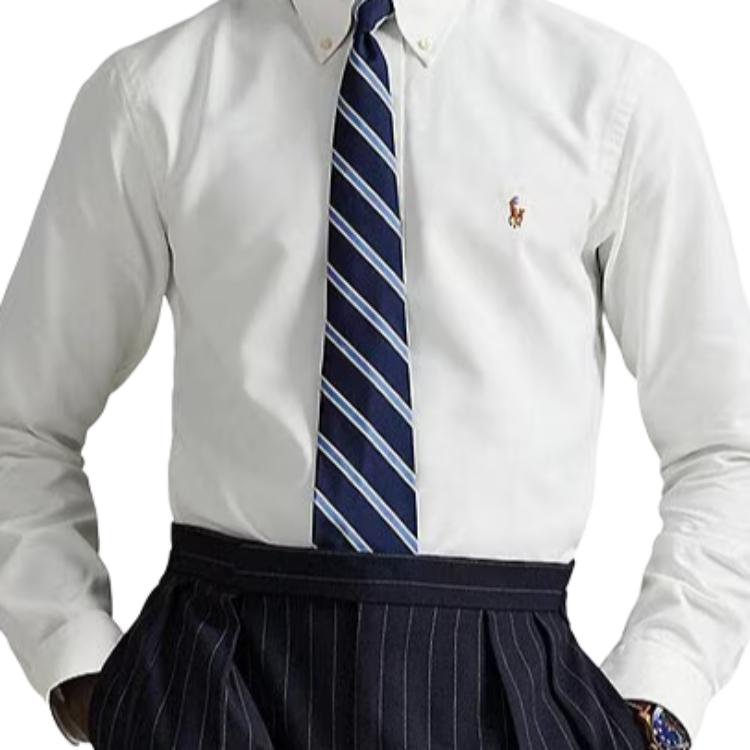 Мужская рубашка Polo Ralph Lauren с пуговицами, приталенная, с длинным рукавом и вышитым пони, 710961599-002