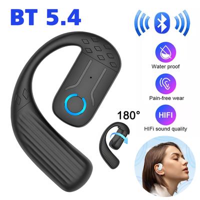 Беспроводные наушники Bluetooth 5.4 с поворотом на 180°, ушным крючком, HIFI, стерео с микрофоном, HD, открытая гарнитура с одним ухом для игр, музыки и спорта