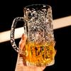 Стеклянная кружка для пива с двойными стенками, большой емкости, утолщенная, ледниковый стакан, текстура коры дерева, для домашнего бара, для крафтового пива, уникальный дизайн