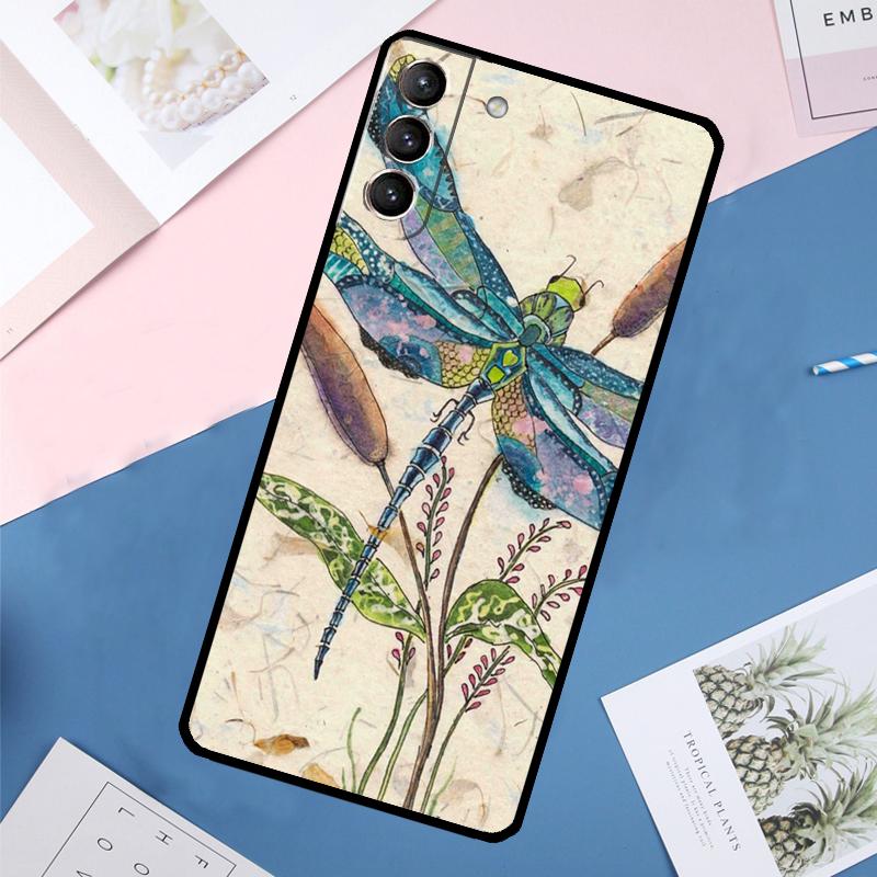 Luxury Dragonfly Case For Samsung Galaxy S24 Ultra S20 S21 S22 S23 S25 Ultra S9 S10 Plus S25 FE Back Cover