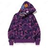 Ape Popular Mens Shark Jaw Camo Full Zipper Hoodie Sweats Jacket Coat