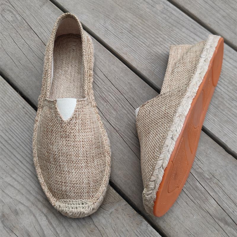 Retro trend breathable canvas shoes summer linen men's fisherman shoes casual one-pedal cotton and linen wear-resistant loafers