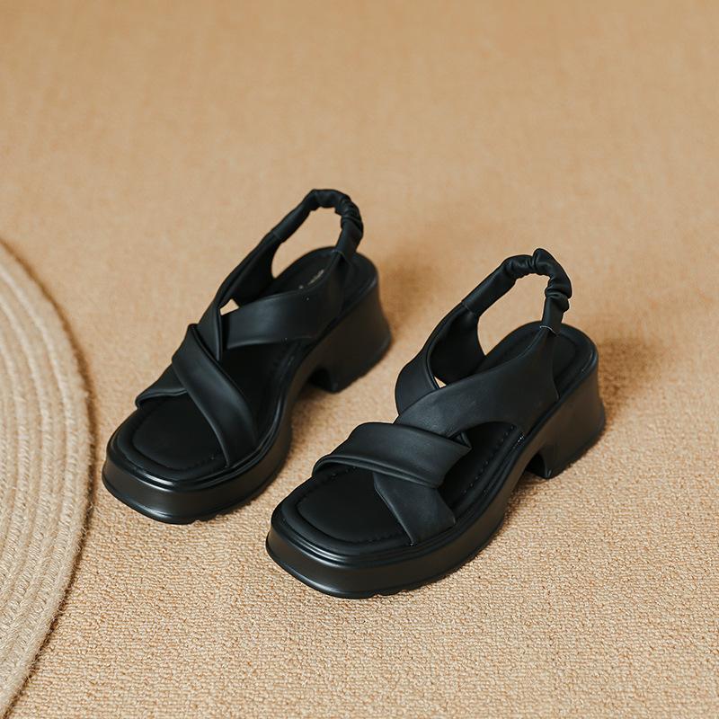 Женские летние сандалии на платформе 2025, новый римский стиль, туфли-маффины, повседневная спортивная уличная обувь, крутые шлепанцы, пляжная обувь
