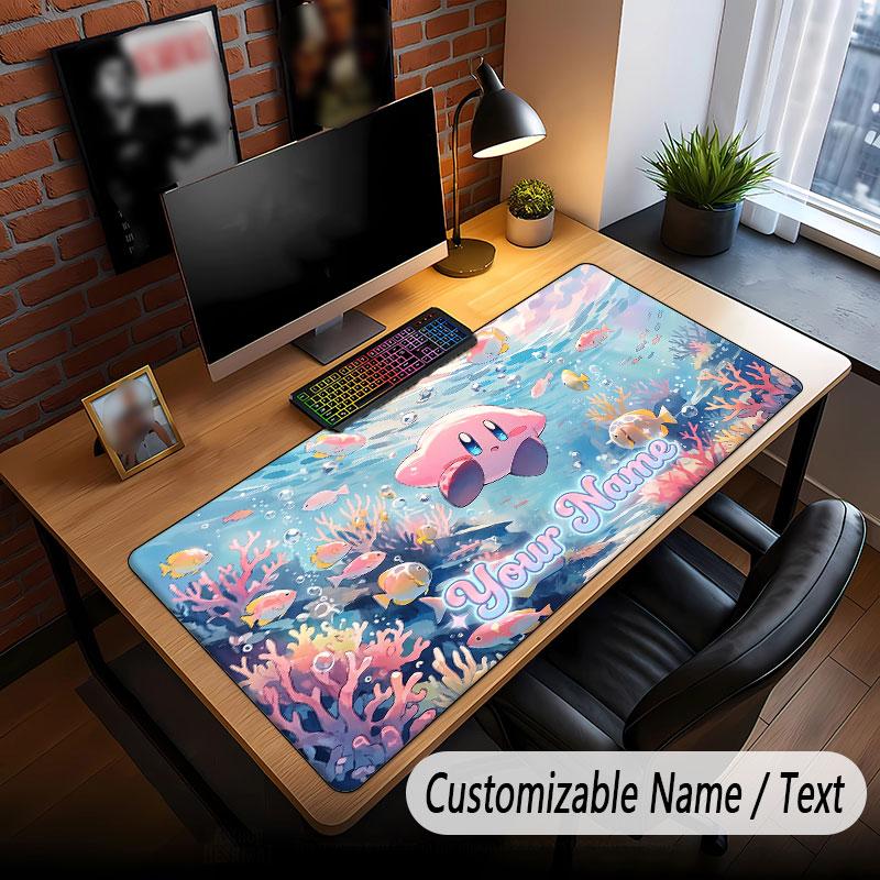 Custom Name Text Big Mouse Pad,Kirby Soft Non Slip Extended Desk Mat For Home Office