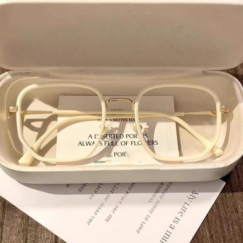 Женские Очки с Большой Рамкой Anti-UV Синие Лучи Ежедневный Уход за Зрением Ультралегкие Очки для Миопии Металлическая Рамка Очки