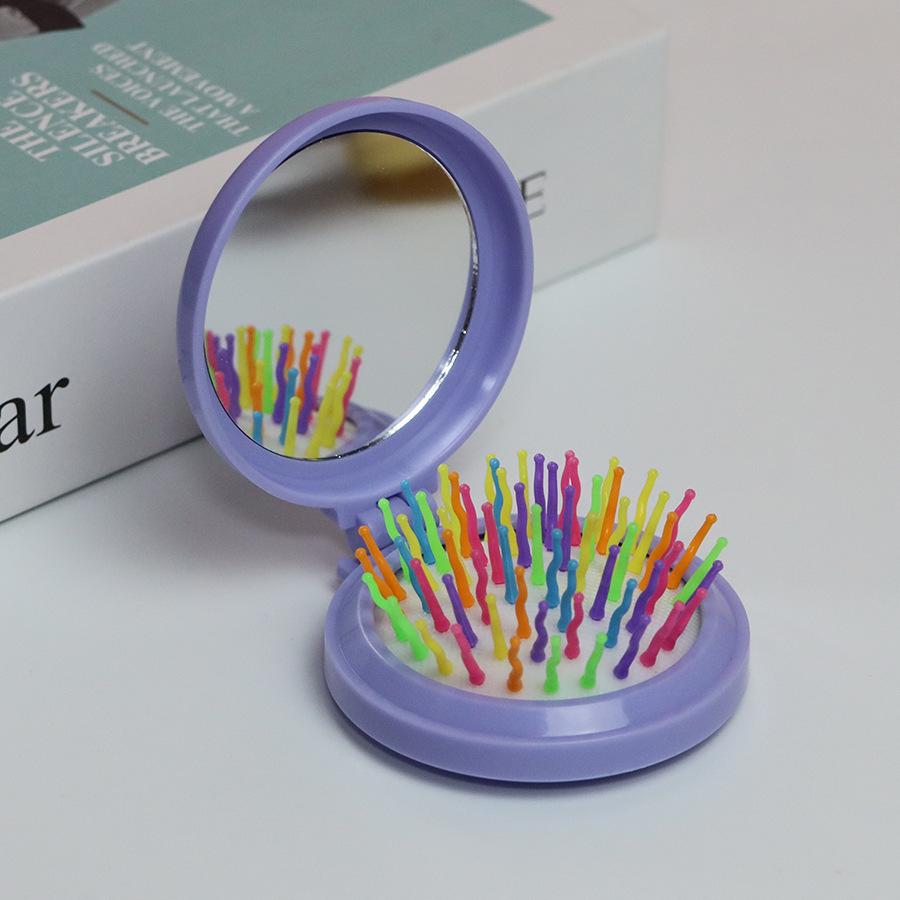 Компактная складная расческа с зеркалом и массажем воздушной подушкой для девочек