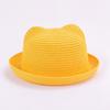 Lovely Baby Bucket Hat With Ear Solid Girl Straw Hats Kids Summer Beach Sun Caps