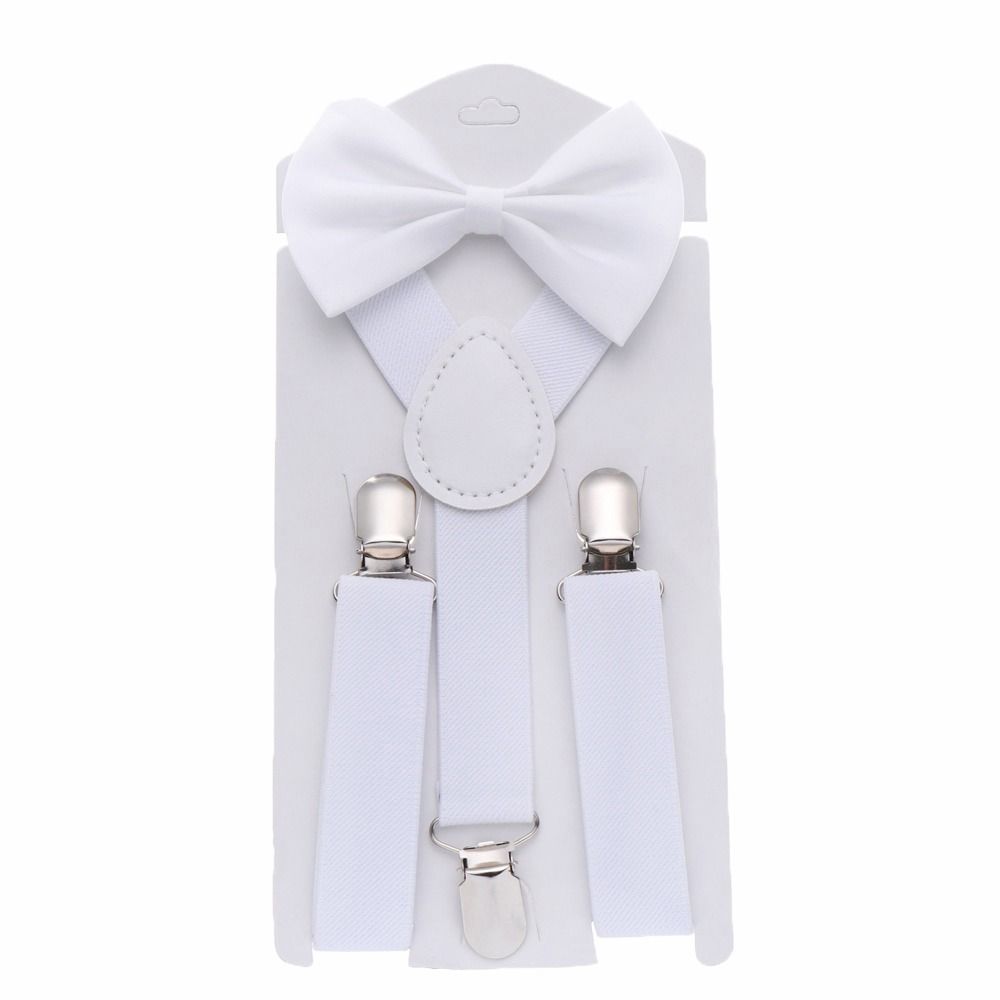 Solid Color For Girls Strap Clip Bow Tie Hanging Pants Clip Suspenders Clips Tie Suspenders Set