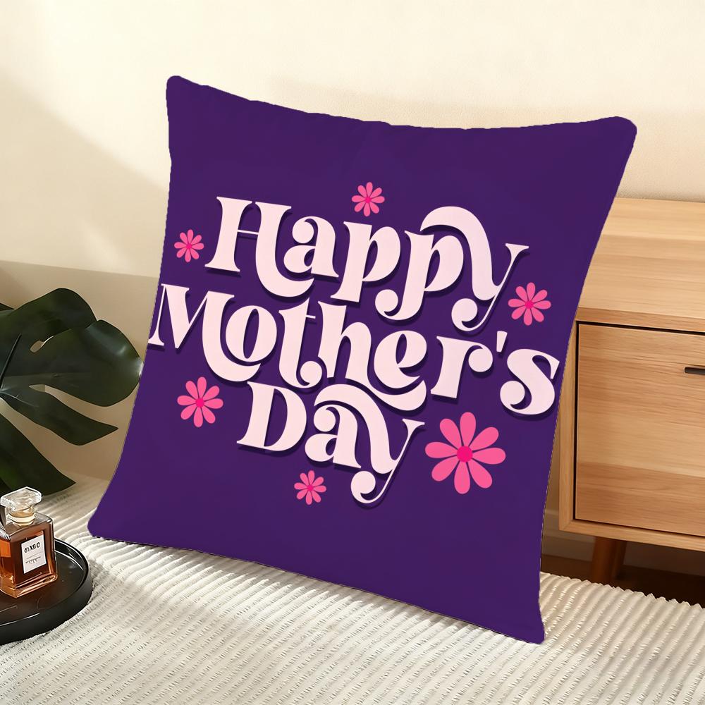 Happy Mother'S Day Cushion Cover Soft Short Plush Pillow Cover Smooth Cozy Texture Aesthetic Cushion Case Home Decor
