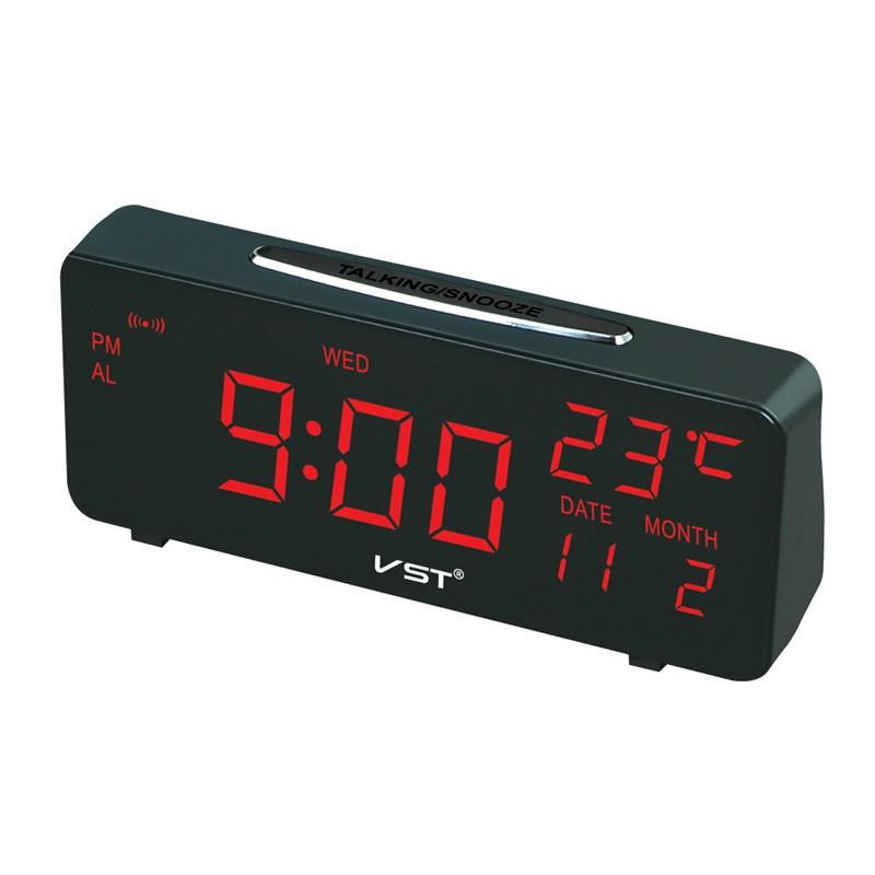 Perpetual Calendar Natural Sound Alarm Clock with Hourly Timer Function LED Electronic Meter Plug In Luminous Clock LED Clock