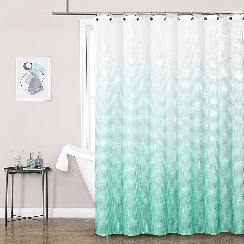 WEST LAKE Waffle Weave Grey Shower Curtain Ombre Water Resistant Hotel Spa Bathroom Decorative Shower Curtain with Grommet No Hook Machine