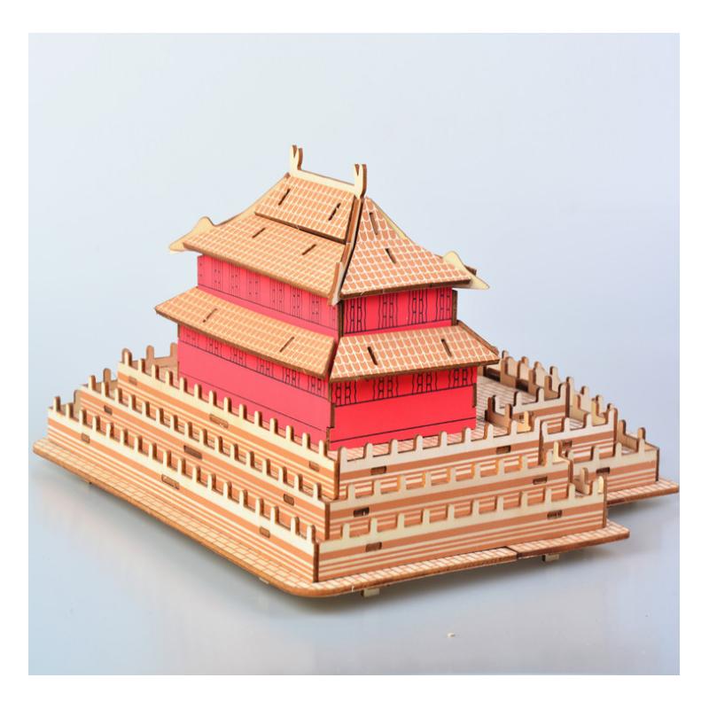 DIY Модель игрушки 3D Деревянный Пазл Зал Высшей Гармонии Деревянные Наборы Головоломка Игра Сборка Игрушки Подарок для Детей Взрослых P51