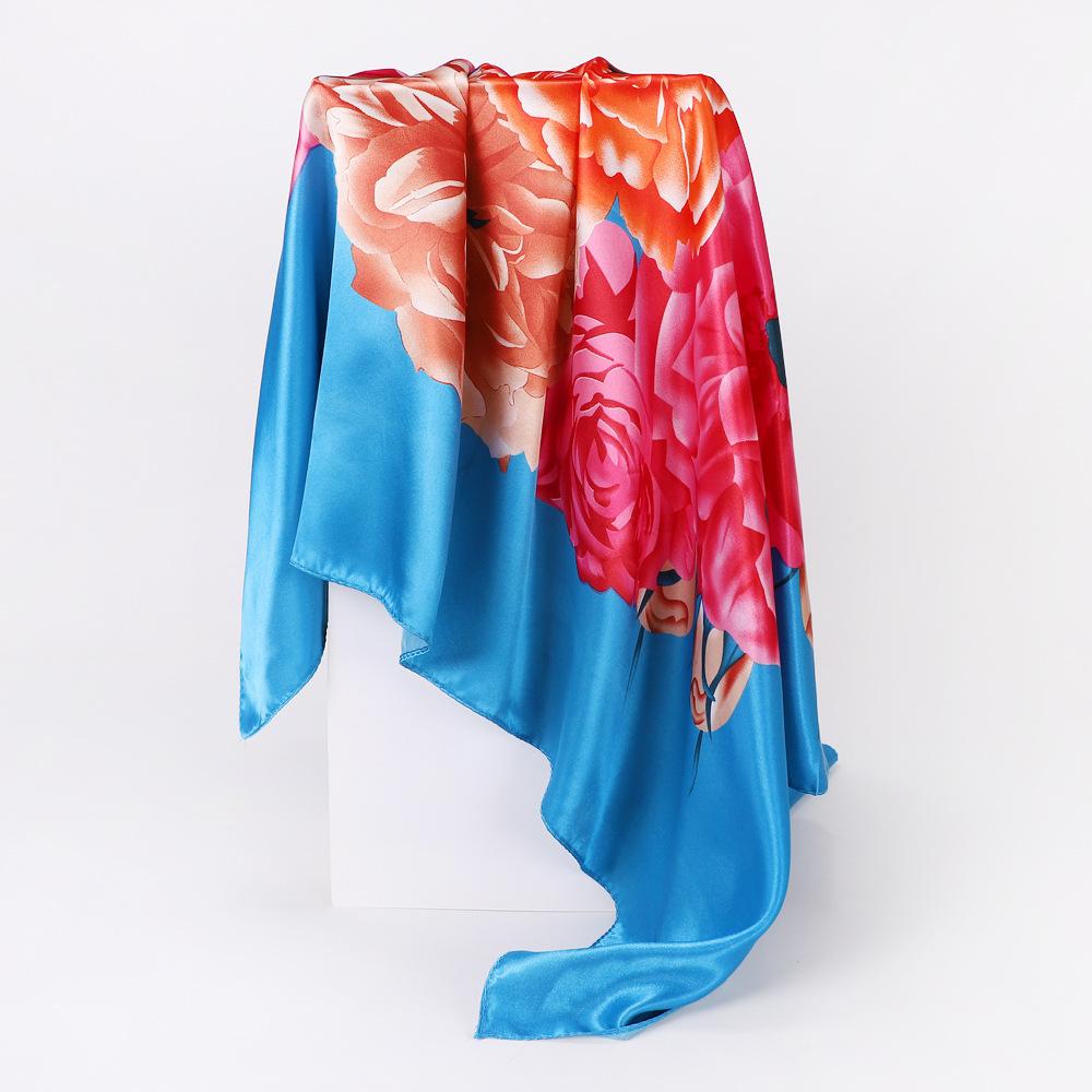 Шелковый шарф с тюрбаном и принтом. Шелковый квадратный шарф. Большой квадратный шарф 90 см. Женский солнцезащитный шарф-шаль.