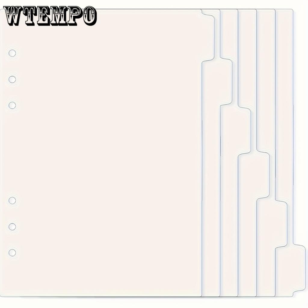 6 шт. Разделители для папки А5, Вкладыши для планера, 6 вкладок, Прозрачные акриловые индексные разделители, Сменные протекторы страниц для блокнота с 6 кольцами (A5)