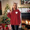 Ladies Spring Autumn Long Sleeve Christmas Crew Neck Red Pullover Love Heart T Shirt Sweatshirt Top