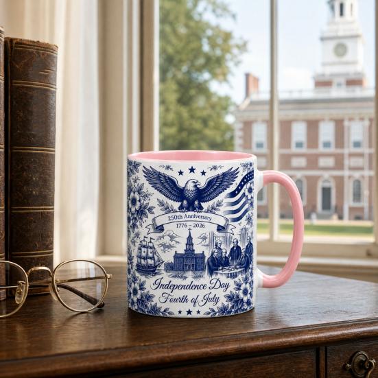 Ностальгия США 250-летний юбилей Синяя кружка, Патриотическая керамическая кофейная кружка с дизайном Орла и Флага, Подарок на День Независимости для Ветеранов Мужчин Женщин