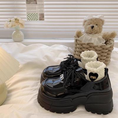 Винтажный британский колледжский стиль универсальные туфли-короткие на платформе, увеличивающие рост, одинарные, черные, на платформе, на маффине, маленькие кожаные туфли, женские, осенние