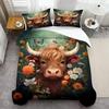 Cartoon Bull Flower 3D Printed Duvet Cover Set Lovely Wildlife Theme Bedding Set Soft Comfortable Luxury Quilt Cover Pillowcases