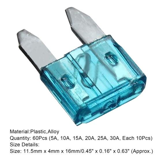 60шт. Удобная установка лезвия. Цветные предохранители. Легкий и безопасный комплект предохранителей с различными лезвиями для авто.