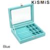 Velvet Ring Organizer Box - Clear Lid Jewelry Holder, Dust-Proof Storage Tray for Rings and Earrings for Multiple Jewelry Pieces