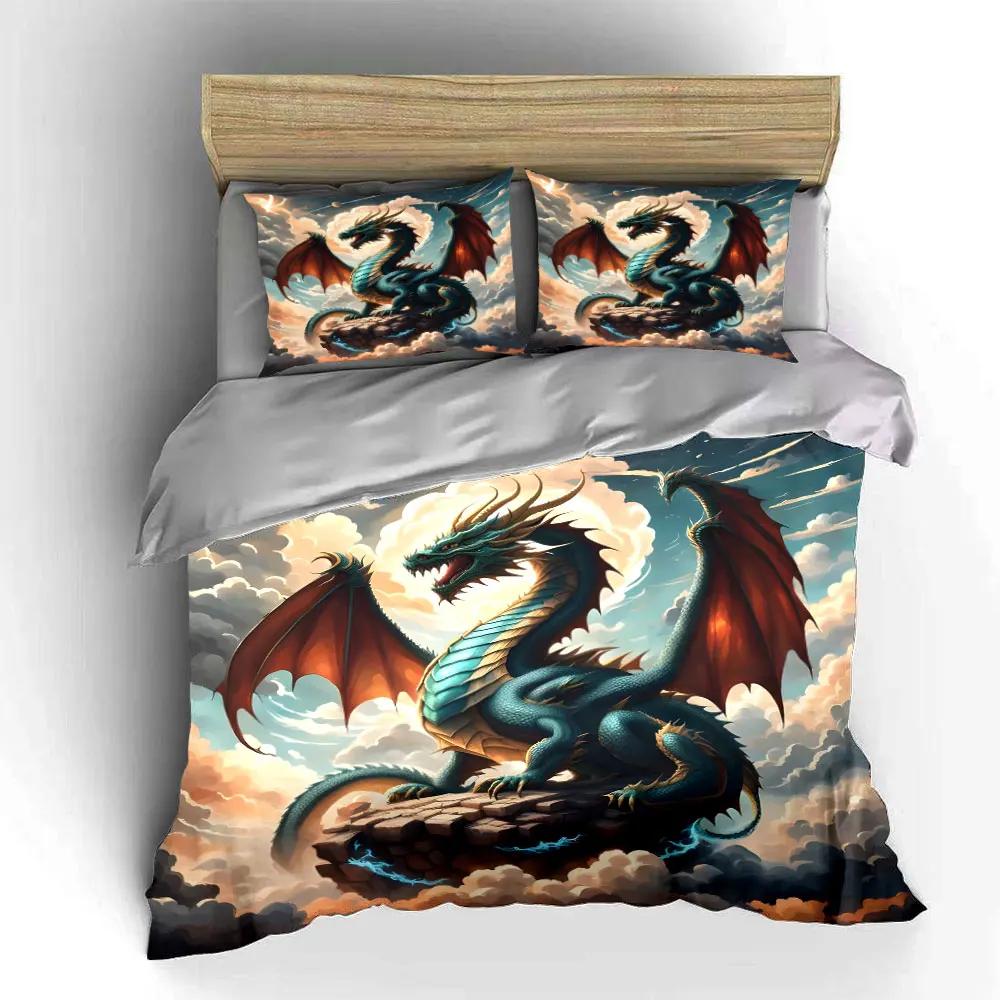 "Dragon Fantasy Art Decor Set" Soft Comfortable Duvet Cover Bedding Set Included 1*Duvet Cover & 2*Pillowcases, gift