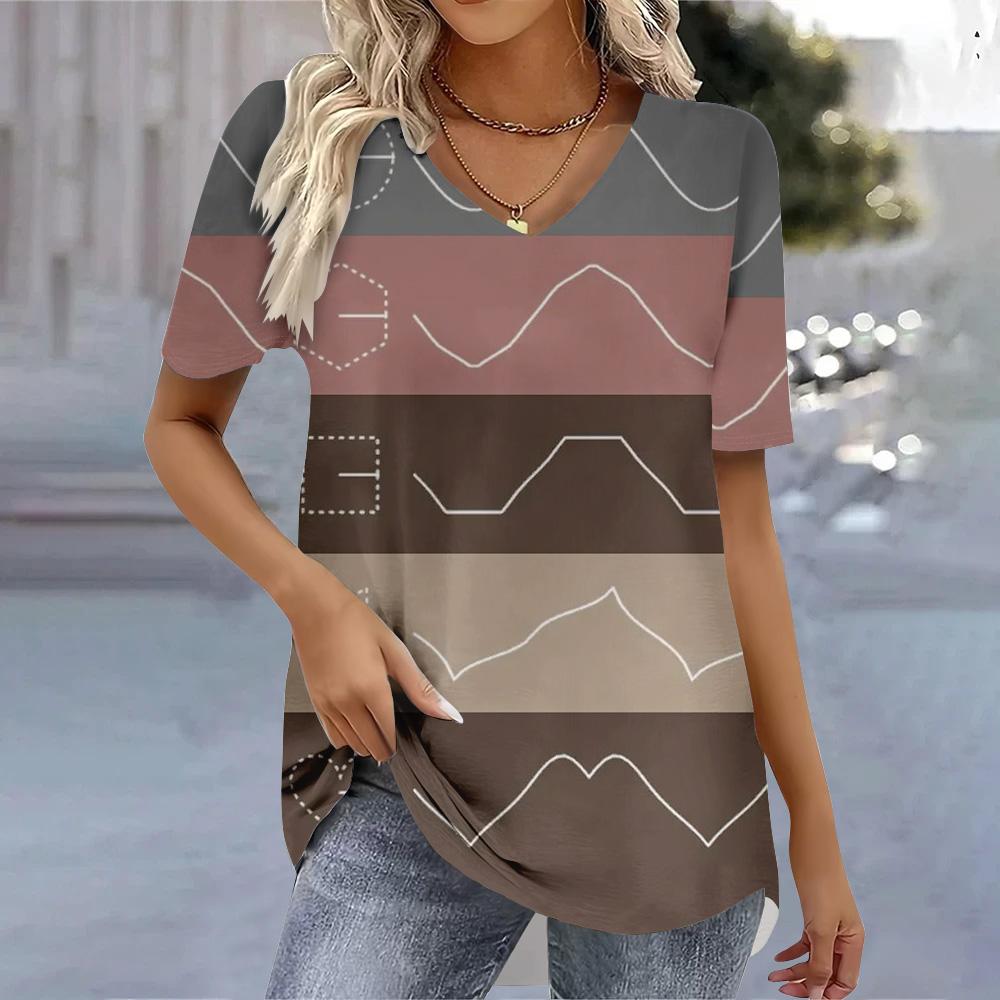 Футболки с принтом бабочки 3D, летние женские футболки с V-образным вырезом, модные женские рубашки и блузки 2025 года, футболки, женская одежда больших размеров