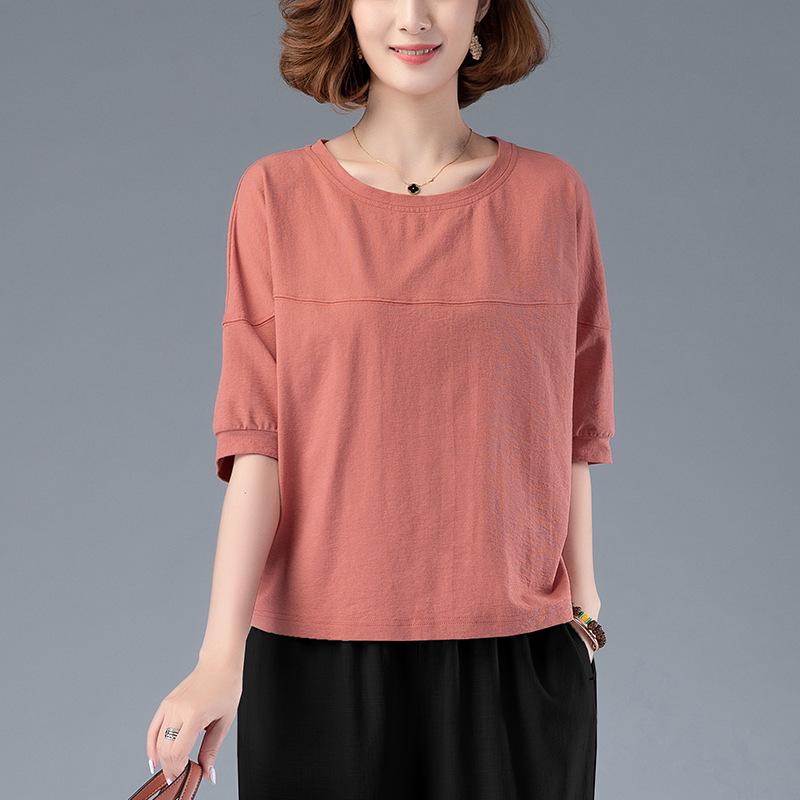 Летняя женская футболка с коротким рукавом, облегающая фигуру - Повседневный топ, скрывающий живот, для женщин среднего возраста