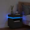 VidaXL Bedside Cabinet with LED Lights, Bedside Table with Storage, Bedroom Nightstand, Modern, Black Wood 836786