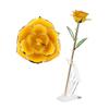 Long Stem 24k Gold Trimmed Rose Flower Gift with Clear Display Stand (Yellow)