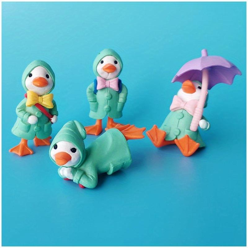 Miniature Figurines 4 Mini Ducks Fairy Garden Miniature Farm Figurines Moss Landscape Cute Ornaments Kit for Home Outdoor Decor