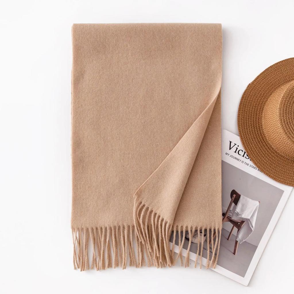 Lady Wrap Windproof Coffee Scarves Women Winter Scarf Warm Chunky Cashmere Shawl Outdoor Luxury Tassels Scarf