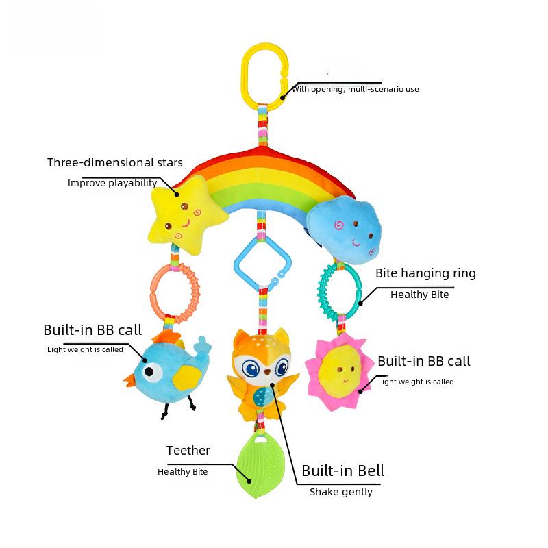 Aipinqi Rainbow Plush Baby Stroller Soothing Toy with Bell