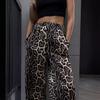 Fashionable Leopard Print High Waist Wide Leg Pant Women's Spring Loose Dragging Casual Trousers
