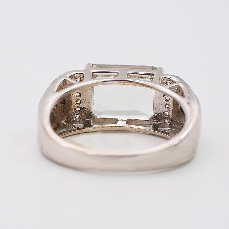 S925 серебряно-зеленый аметист с тесаным камнем, модное классическое мужское кольцо, ювелирное изделие