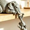 Hanging Elephant Statue for Bookshelf Shelf Sitter, Mother 2 Baby Elephants on The Decorative Statues Table Edge Edge, Hand-Painted Resin Collectable