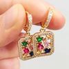 Multicolor Zircon Rectangular Drop Earrings for Women 2024 New Fashon Cubic Zirconia Earring Trendy Party Jewelry Accessories