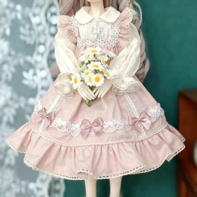60/45/30cm Doll's Clothes Pink Clothing for 1/3 1/4 1/6 Bjd Doll Skirt+Hair Dress Up Toys Play House Doll Accessories,no Doll