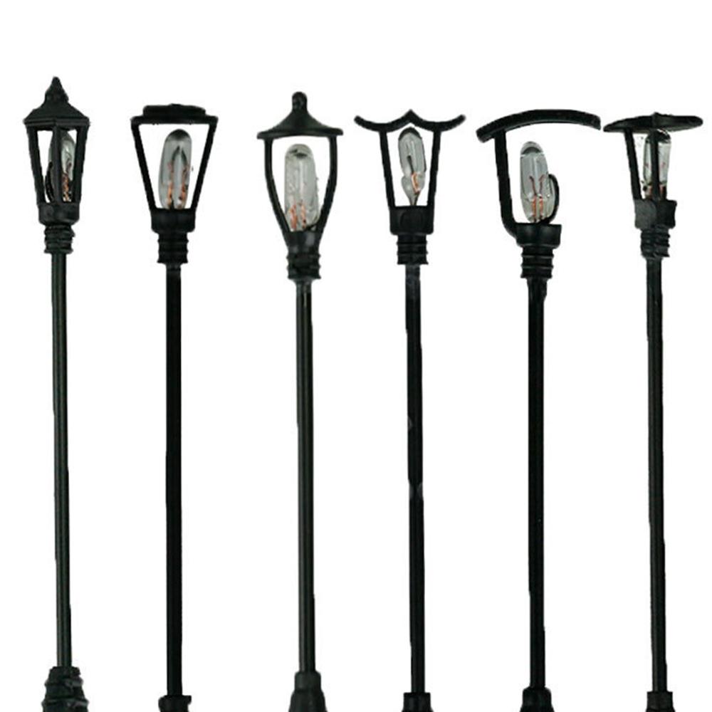 Белые миниатюры Декор Модель Уличные фонари Пейзаж Светодиодная лампа Макет Фонарный столб Освещение детской площадки