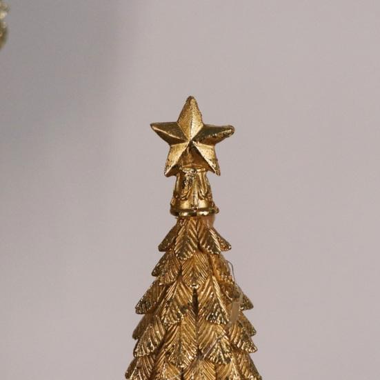 Светящееся рождественское украшение на елку, работающее от батареек, смоляные поделки с подсветкой, домашнее украшение для вечеринки, золотой декор для рабочего стола в виде рождественской елки