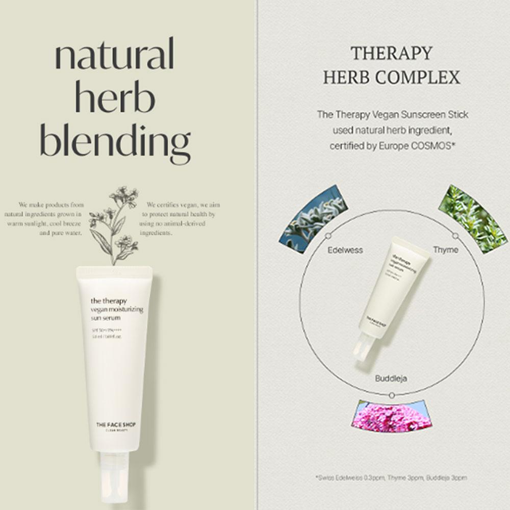 The Face Shop The Therapy Веганская увлажняющая солнцезащитная сыворотка 50 мл (SPF50 +)