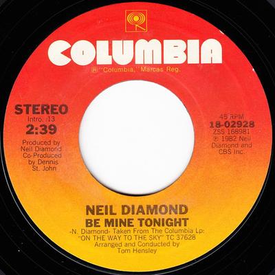 7-дюймовая пластинка NEIL DIAMOND Be Mine Tonight Right By You 1802928 Columbia 1982 США Поп Б/у