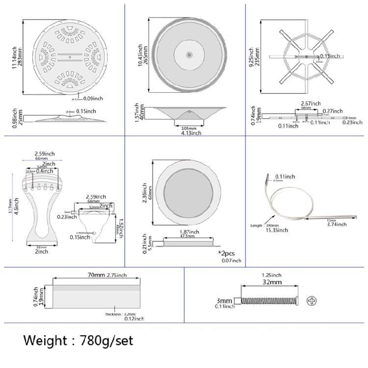 Guitar Resonator Cones Soundhole Screens Tailpiece Bridge Saddles Guitar Hardware Set for Instrument Maintenance
