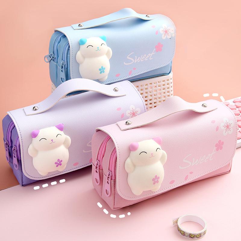 Cute Decompression Pencil Case Large Capacity Storage Bag Back to School Supplies Kawaii Korean Stationery Pen Cases