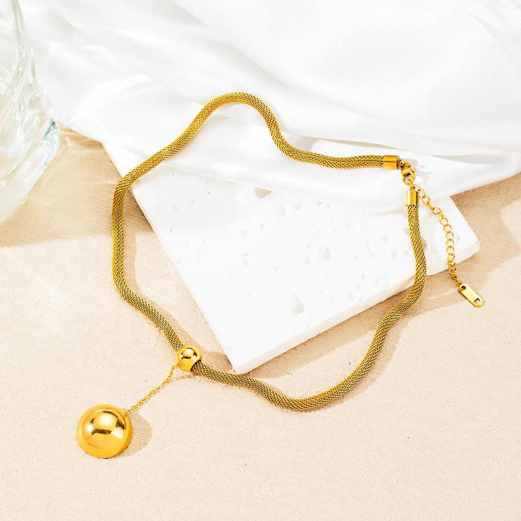 Комплект женских украшений из нержавеющей стали: Не тускнеющее ожерелье, серьги и кольцо - Модные аксессуары