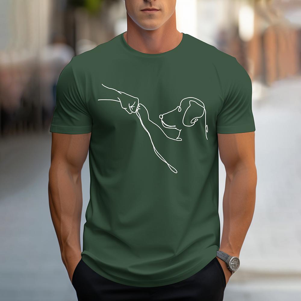Новая футболка с графическим принтом в виде нарисованной от руки собаки, свободная мужская одежда с коротким рукавом, повседневная дышащая мужская футболка, верхняя часть