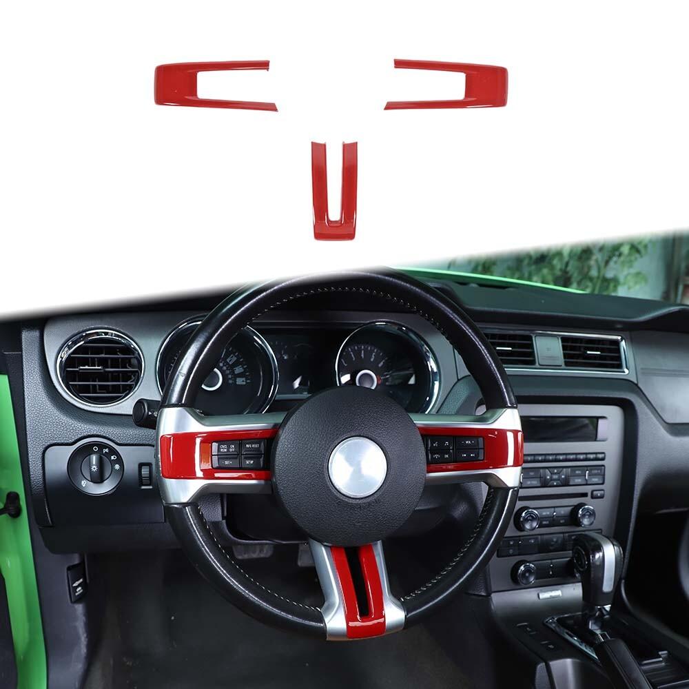 Red Steering Wheel Trim Decoration Interior for Ford Mustang 09-13 Accessories