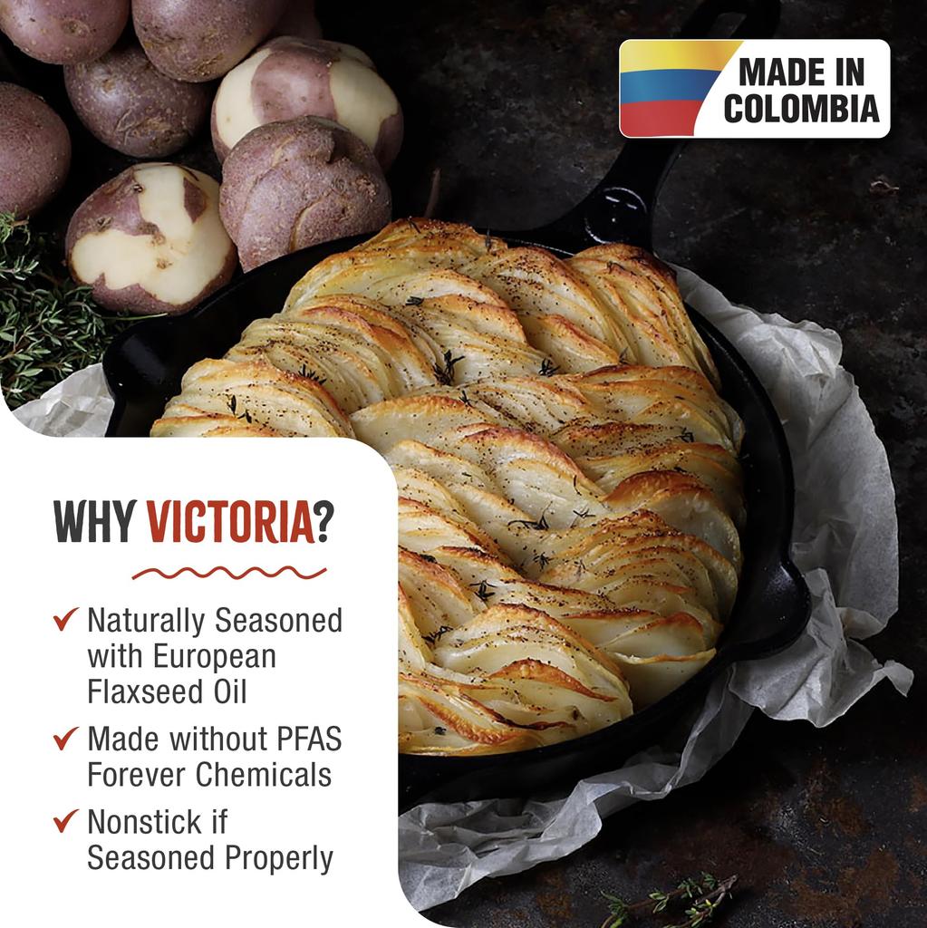 Japanese VICTORIA Cast Iron Skillet Frying [Authentic Product] 10-inch Pan, 25cm, SKL210, Pre-Seasoned (10-inch)